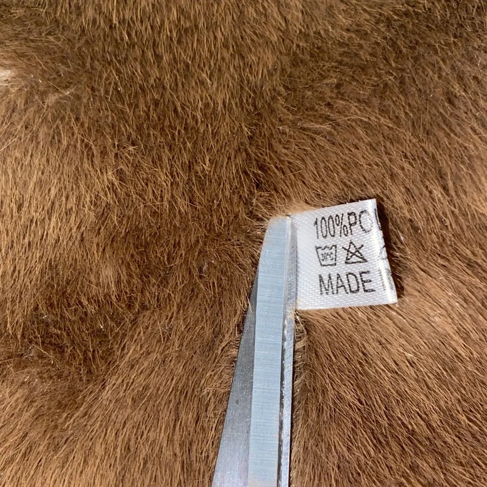 Brown Faux Fur Scarf with Bow Accent